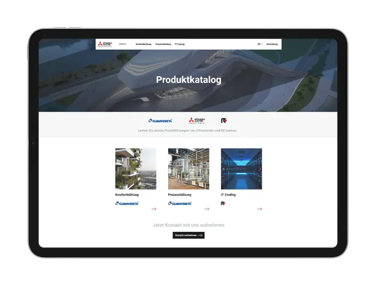 MEHITS Produktkatalog auf einem iPAD Bild des MEHITS Produktkatalogs auf einem iPAD